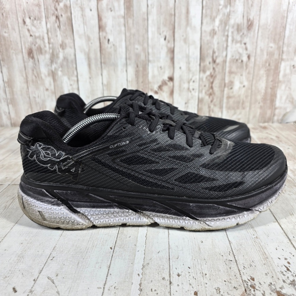 Hoka One One Clifton 3 Mens Running Shoes Black Anthracite 1012046 BANT Size 12